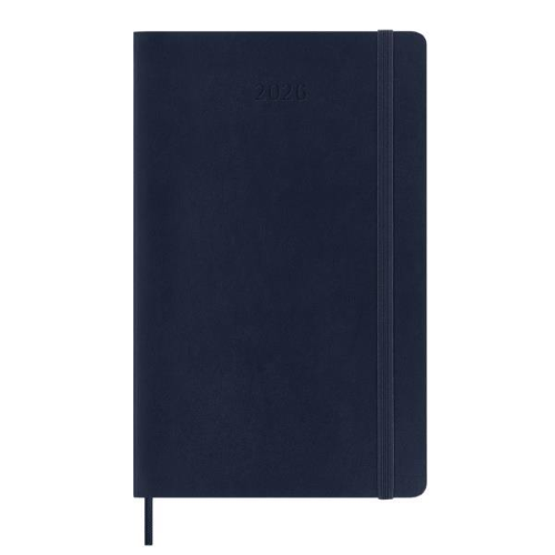 MOLESKINE DAILY PLANNER AGENDA GIORNALIERA 2026 12 MESI FORMATO LARGE 13 X 21 CM COPERTINA MORBIDA CHIUSURA CON ELASTICO BLU